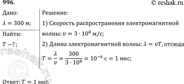 Изображение Каков период колебаний в открытом колебательном контуре, излучающем радиоволны с длиной волны 300...