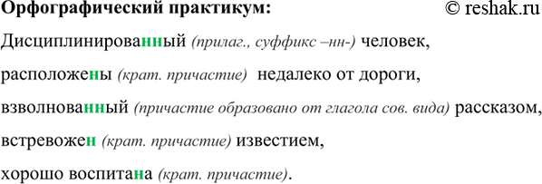 Изображение Дисциплинированный (прилаг., суффикс –нн-) человек, расположены (крат. причастие)  недалеко от дороги, взволнованный (причастие образовано от глагола сов. вида)...